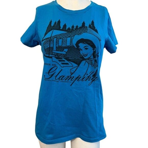 Ladies Medium I'd Rather Be Glamping T Shirt Cowgirl Camping Retro Graphic Tee - Picture 1 of 5
